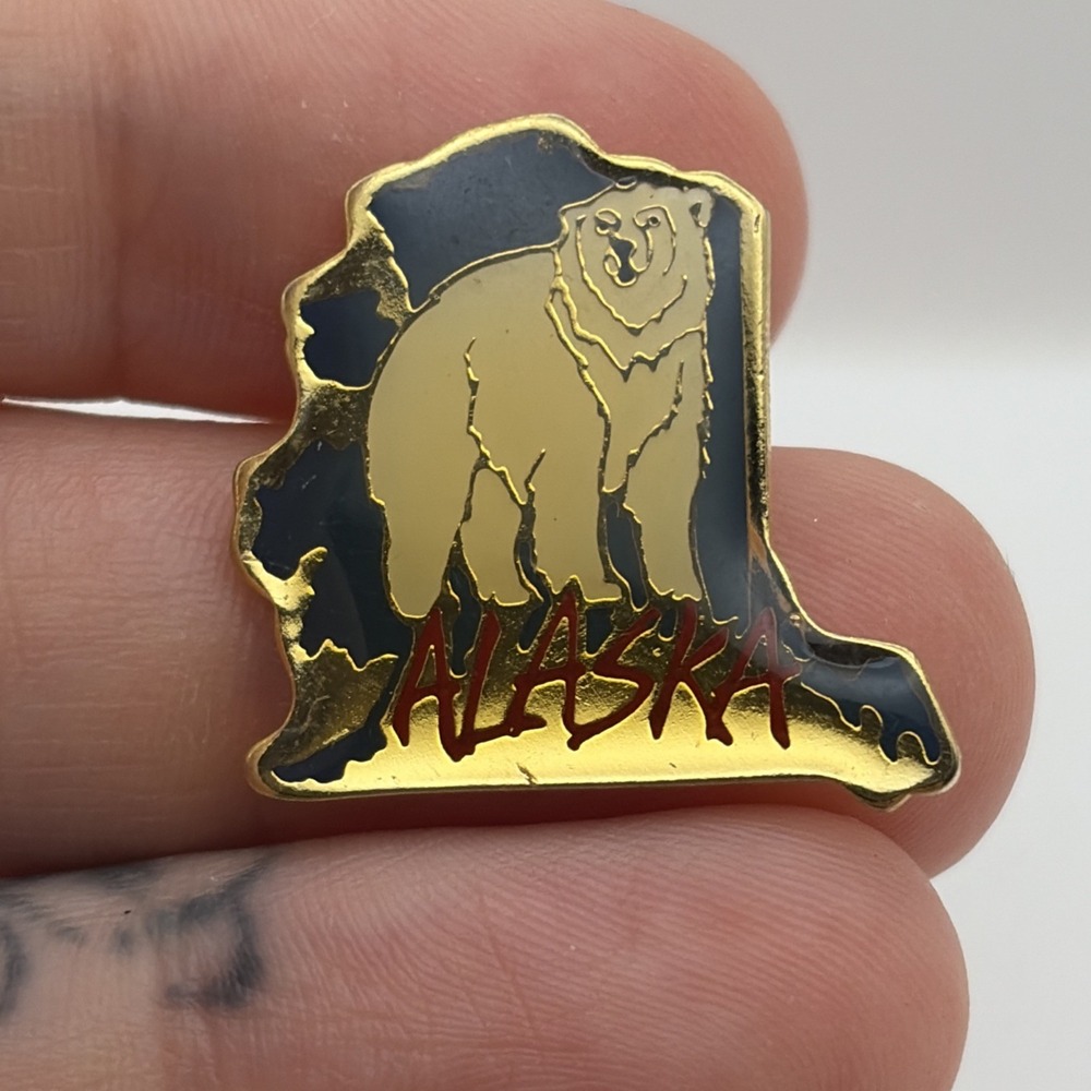 State Of Alaska Outline Polar Bear Lapel Hat Pin
